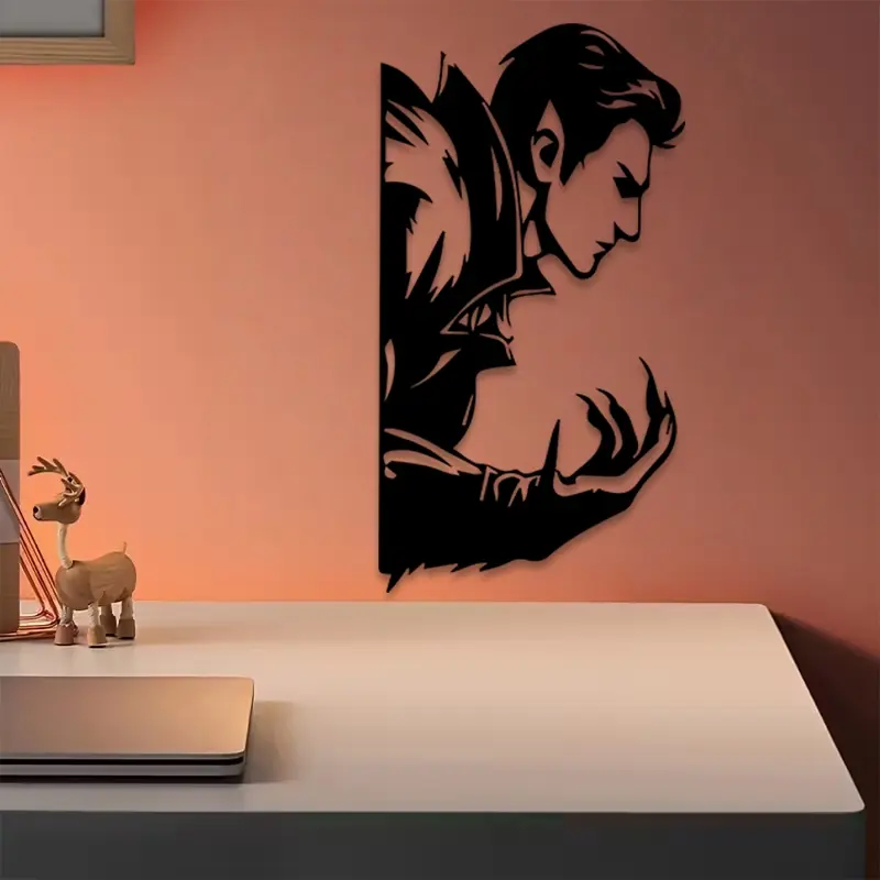 1pc Vampire Werewolf Metal Wall Art, Monster Statue Mural, Perfect for Bedroom Wall, Halloween Decor, Ideal Gift for Horror Fans, Rust-Resistant Metal