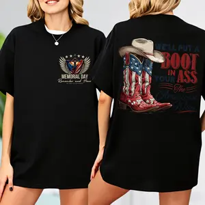Military Memorial T-shirt, Patriotic T-shirt with Cross, Veteran Appreciation, Honor the Fallen T-shirt, Soldier Boat with USA Flag