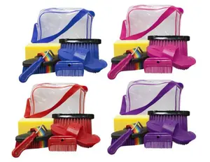 6 pc Showman Grooming Kit with Clear Bag Color Choice`
