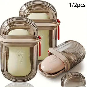Portable Soap Box with Lid, 1 Count Mini Soap Draining Storage Box, Soap Canister, Soap Holder for Travel & Outdoor Camping, Soap Saver