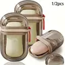 Portable Soap Box with Lid, 1/2 Count Mini Soap Draining Storage Box, Soap Holder for Travel & Outdoor Camping, Plastic Soap Dish, Travel Soap Container