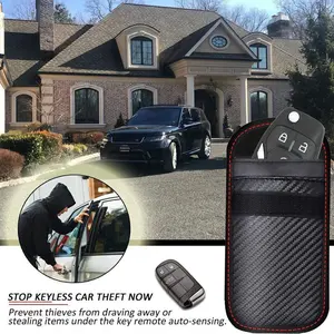 Faraday Key Rfid Shielding Bag, Credit Card Signal Blocker, Double-Layered Carbon Fiber, Anti-Theft, Keyless Entry Car Protection
