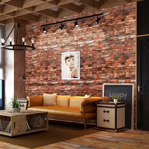 52-Piece Self-Adhesive Xpe Retro Wall Stickers, Foam Brick Pattern Wallpaper, Waterproof Bedroom Decor, 3mm Thickness, Multiple Colors Available