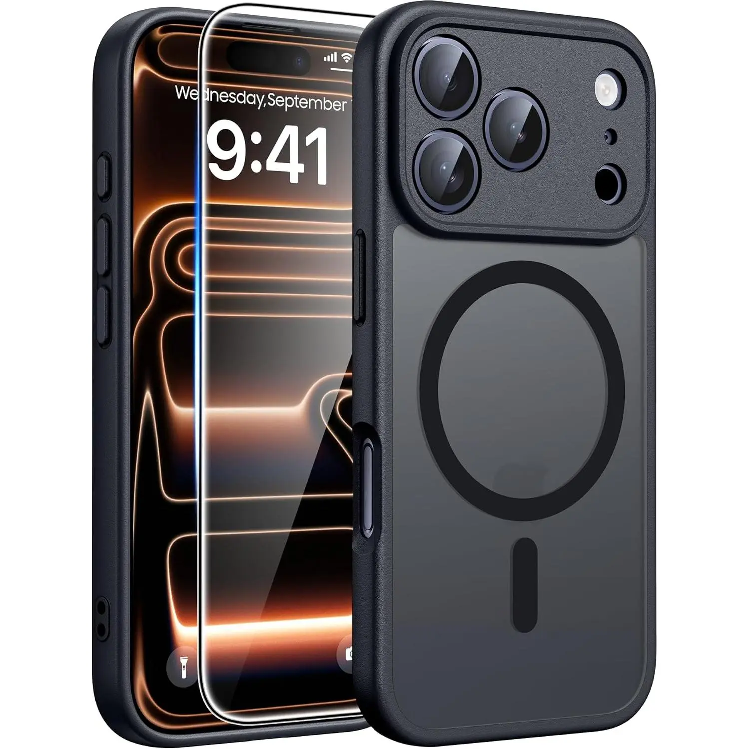 Magnetic Phone cases for iPhone 17 Pro Max Case 16 15 14 13 12 Pro Max [Compatible with Magsafe] Translucent Matte Cases with [Full Camera Protection] [Screen Protector] Military Grade Shockproof Protective Phone Cover case for iPhone 17 Pro Max