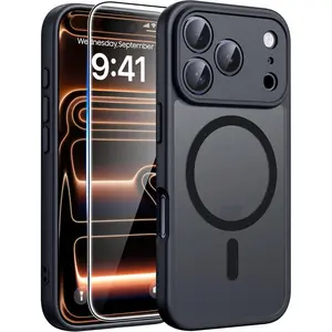 Magnetic Phone cases for iPhone 17 Pro Max Case 16 15 14 13 12 Pro Max [Compatible with Magsafe] Translucent Matte Cases with [Full Camera Protection] [Screen Protector] Military Grade Shockproof Protective Phone Cover case for iPhone 17 Pro Max