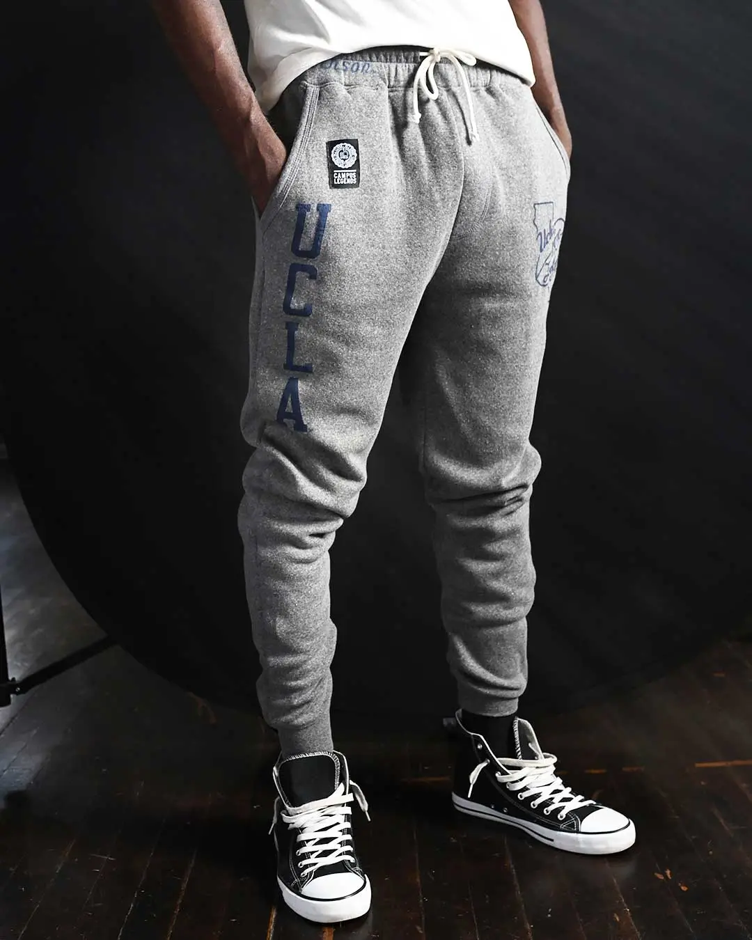 Roots of Fight Men's Jackie Robinson UCLA '39 Campus Legends Triblend Fleece Sweatpants - Slim Fit, Vintage Print, Officially Licensed, Tri-Blend Fleece, Hang To Dry, Activewear, Sportswear