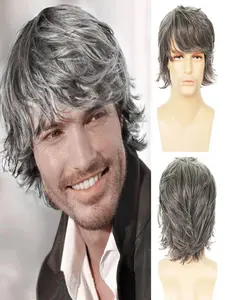 Men's Short Wig, Natural Voluminous Synthetic Heat-Resistant, Halloween Costume Hairpiece, All Seasons Straight Wigs, Synthetic Fiber Wig