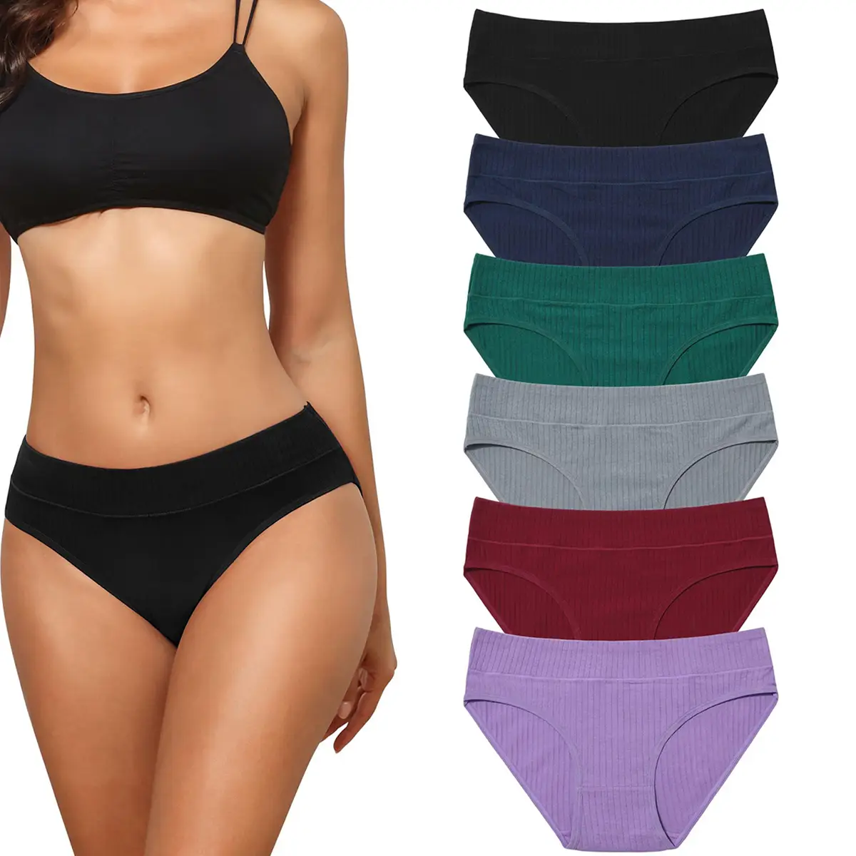 LEVAO 6 Pack Cotton Underwear for Women Hipster Mid Rise Panties Panty Soft Breathable Briefs
