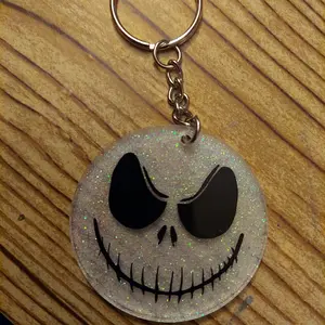 Jack Skellington Plastic Glitter Keychain
