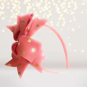 Gold Polka dot bow Holiday headband
