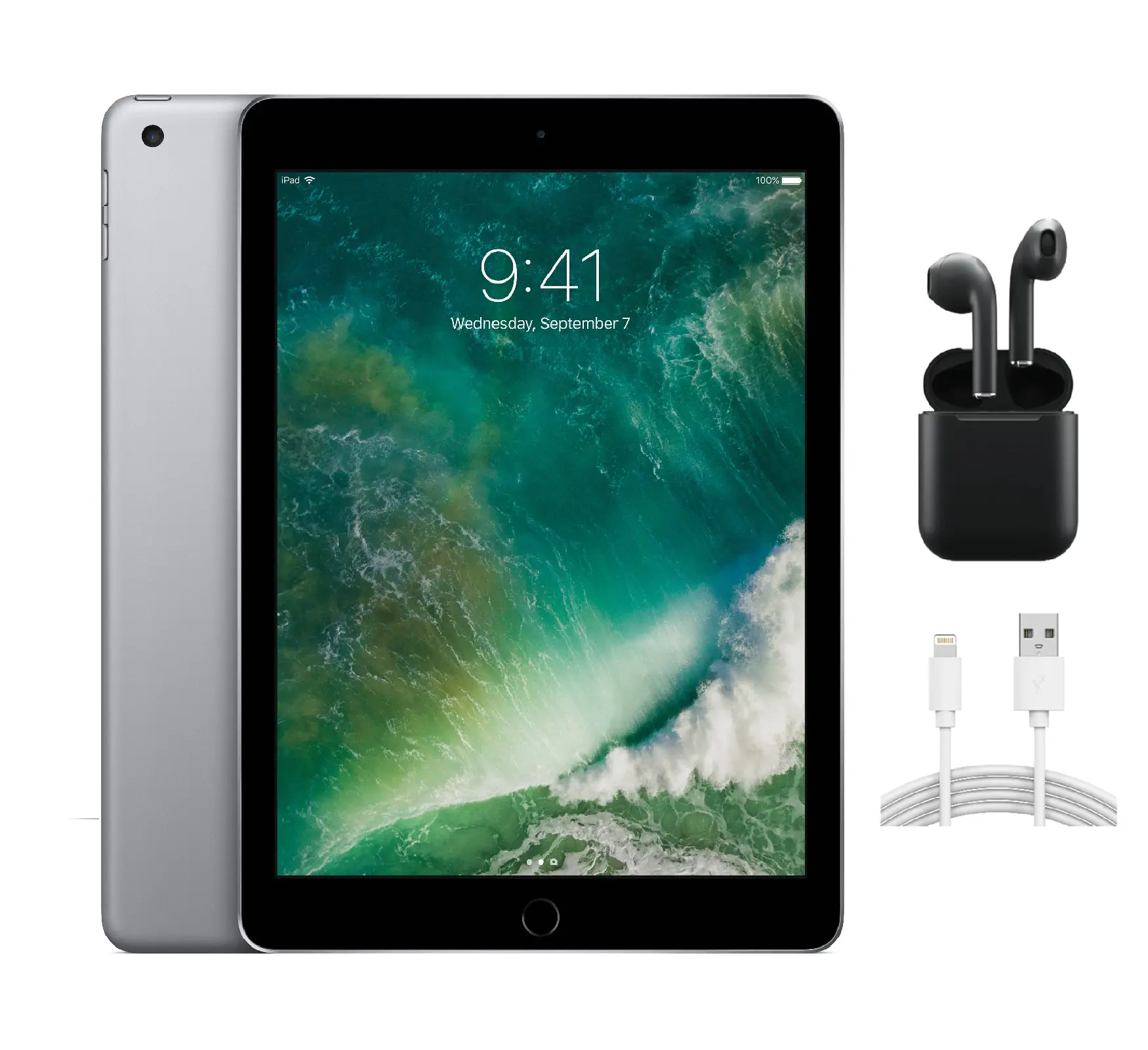 Refurbished Apple iPad 2017 (5th Gen) WiFi Only A1822 - Acceptable Condition with Wireless Earbuds & 1 Year Warranty