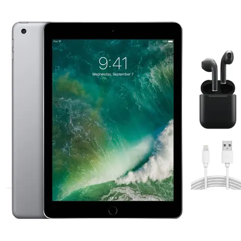 Refurbished Apple iPad 2017 (5th Gen) WiFi Only A1822 - Acceptable Condition with Wireless Earbuds & 1 Year Warranty