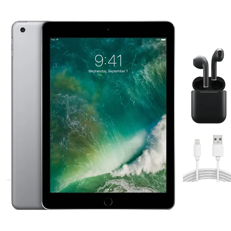 Refurbished Apple iPad 2017 (5th Gen) WiFi Only A1822 - Acceptable Condition with Wireless Earbuds & 1 Year Warranty