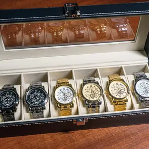 Valentine's Day  Business Round Analog  Set,   Set with Box, Fashionable  Wristwatch Set As Gifts,  boxed  The design is simple and elegant, without too many complex decorations luminous mirror watch Men's Angular Minimalist Business Watch quartz