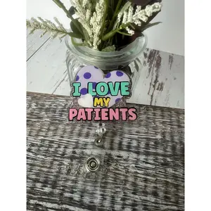I Love My Patients Heart Name Badge Reel