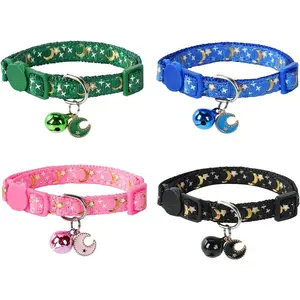 Cat Collars Breakaway with Bell - 4 Pack Cat Safety Collars for Boys & Girls - Safety Buckle Kitten Collar for Pet Supplies,Stuff,Accessories