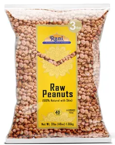 Rani Peanuts, Raw Whole With Skin (uncooked, unsalted) 48oz (3lbs) 1.36kg Bulk ~ All Natural | Vegan | Gluten Friendly | Kosher | Fresh Product of USA ~ Spanish Grade Groundnut / Red-skin