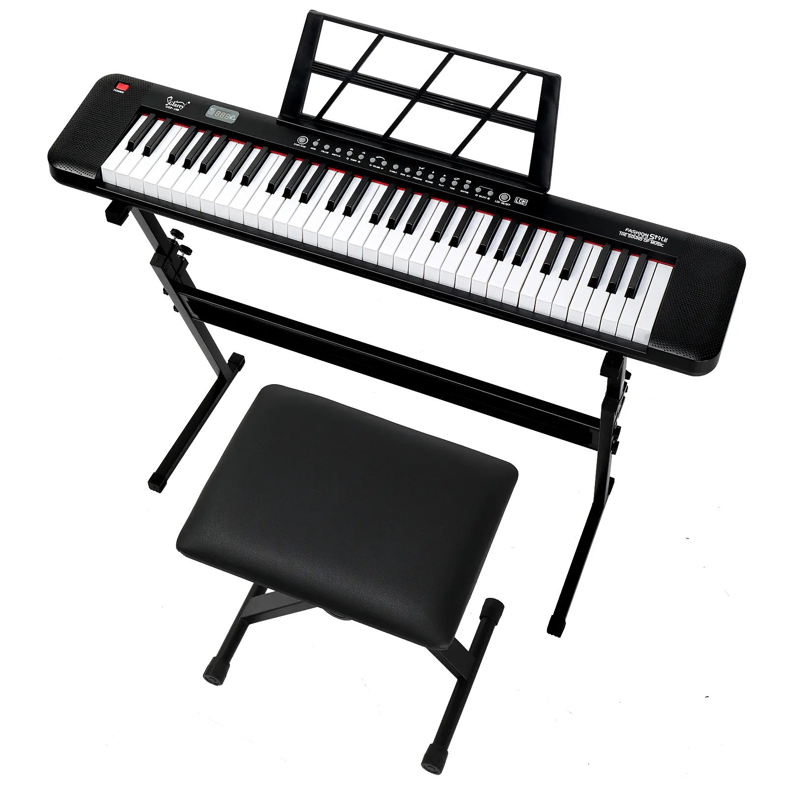 61-Key Lighting Digital Piano & Midi Controller with Stand, Bench, Built-In Speakers, Headphone, Microphone, Music Rest, LED Screen, 3 Teaching Modes, Portable for Beginners, GEP-109