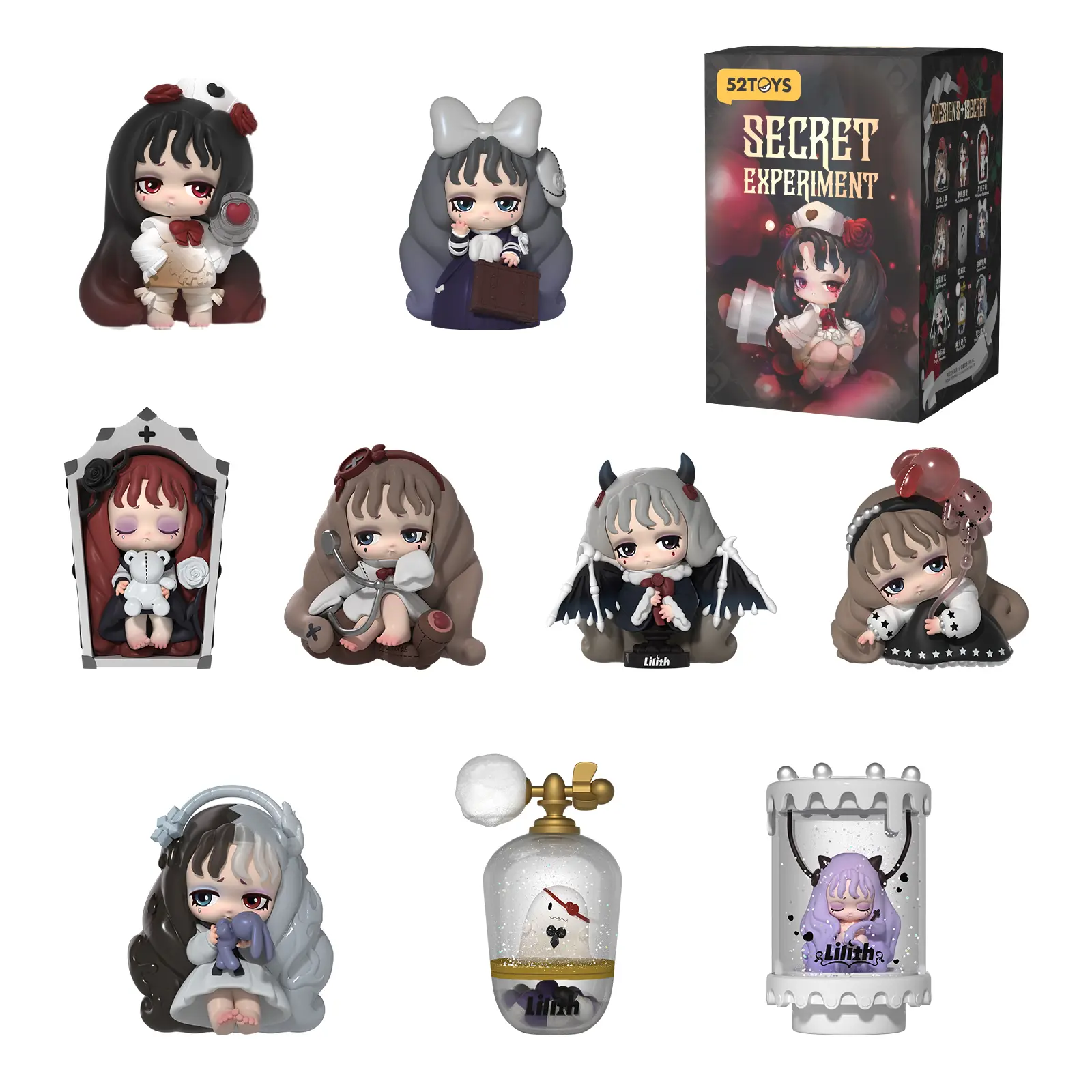 52TOYS Lilith Secret Experiment Series Collectible Toy Kawaii Creative Gift Room Decor Desktop Decoration Gift for Birthday Party Sealed Hobby Box Blind Bags Surprise Set