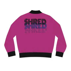 Trendy Women's Bomber Jacket with 'SHRED' Design - Stylish Sportswear for Active Lifestyle