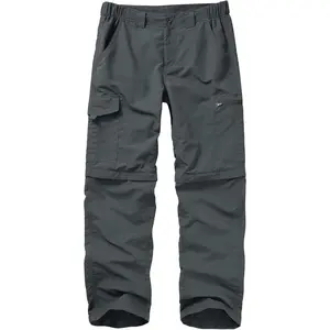 Male Convertible Hiking Trousers - Lightweight, Quick Dry, Zip-Off for Camping, Fishing Outdoor Sports & Hiking Activities (Khaki/Light Green)