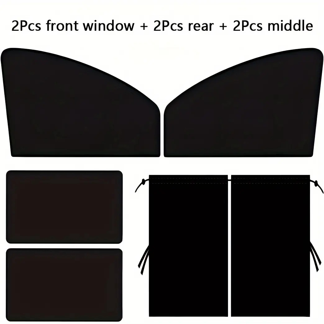 6pcs Magnetic Car Sun Shades - Double-Sided Light-Blocking Privacy Curtains with Roll-UpDesign, Fit for Most Vehicles, Heat & GlareReduction, Summer Sun Protection, Durable SunShade, Car Window Sun Shade, Magnetic Sunshades