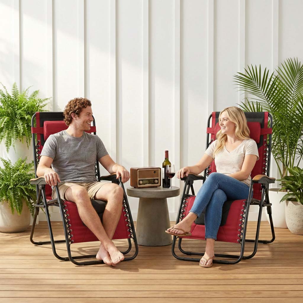 Viral Trending Oversized Padded Zero Gravity Chair | 30" Extra Wide Seat Anti-Gravity Lounger for Big & Tall, Foldable Patio Recliner with Side Cup Holder, Supports 400 LBS for Indoor Outdoor Camping Backyard Porch