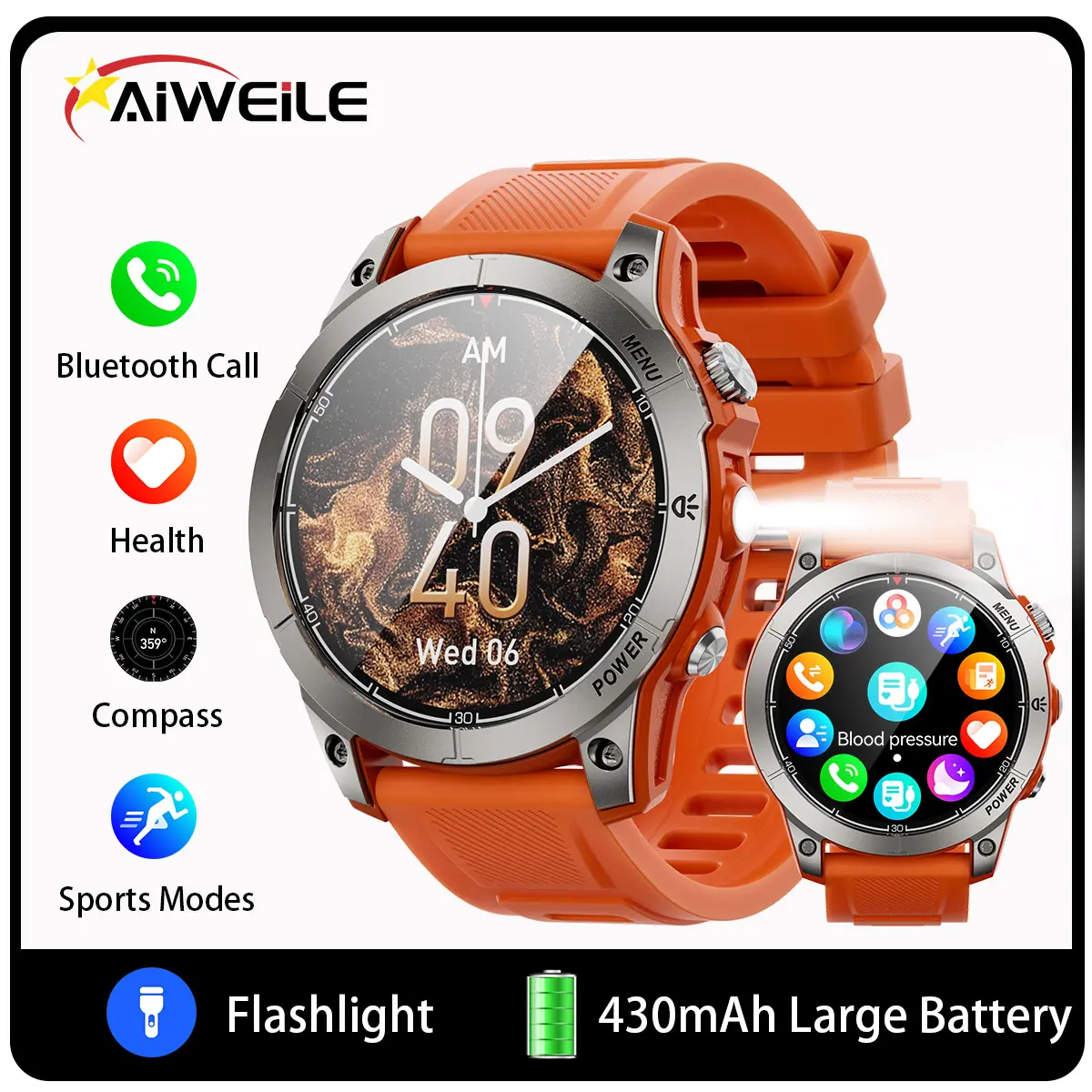 2024New Rugged Military Fitness Smart Watch Men For Android Xiaomi IOS 3ATM Waterproof Sport Ai Voice Calling Smartwatch Outdoor