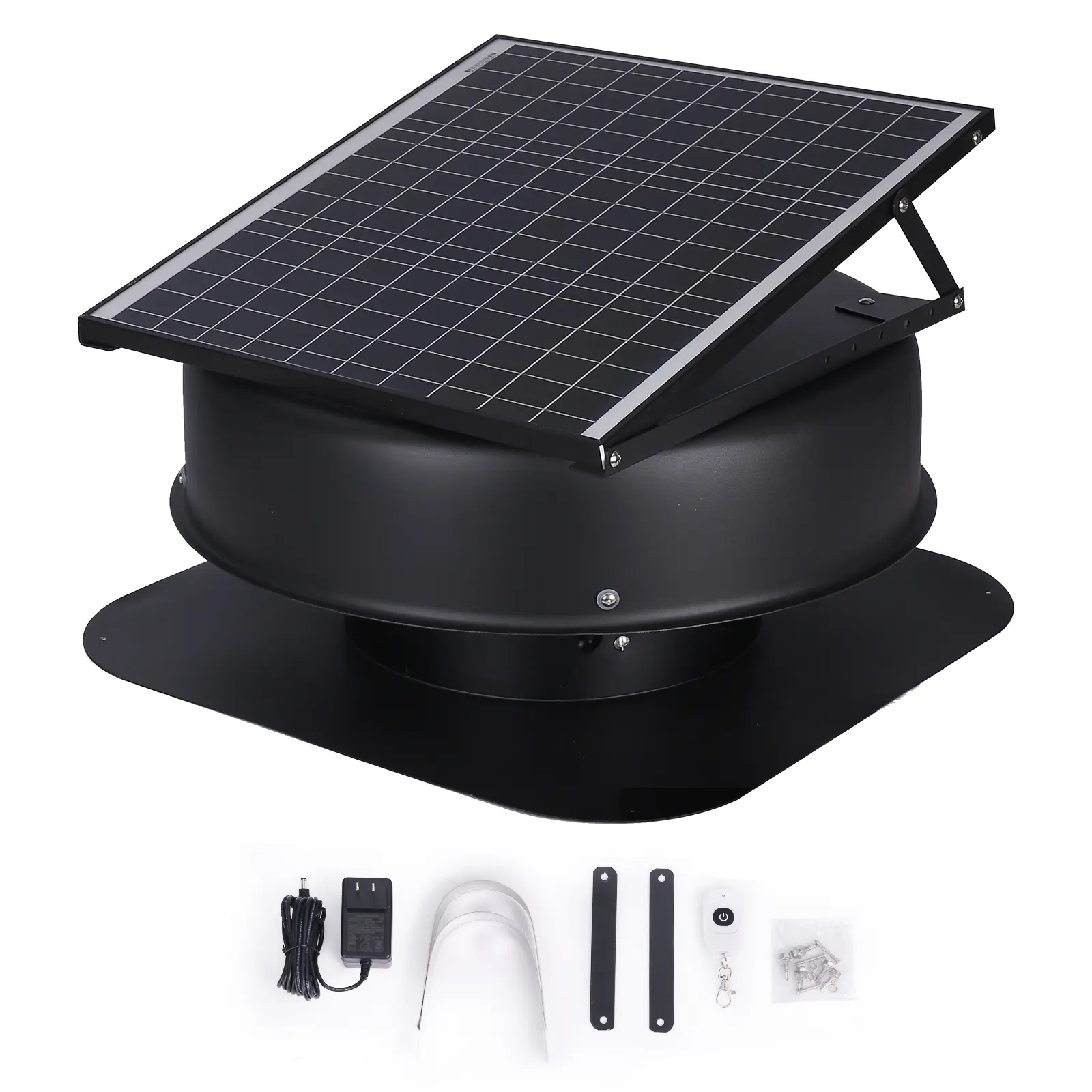 【summerfinds】VEVOR Solar Attic Fan, 40 W, 1230 CFM Large Air Flow Solar Roof Vent Fan, Low Noise and Weatherproof with 110V Smart Adapter, Ideal for Home, Greenhouse, Garage, Shop, RV, FCC Listed