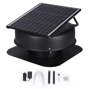 【fathersdaygift】VEVOR Solar Attic Fan, 40 W, 1230 CFM Large Air Flow Solar Roof Vent Fan, Low Noise and Weatherproof with 110V Smart Adapter, Ideal for Home, Greenhouse, Garage, Shop, RV, FCC Listed