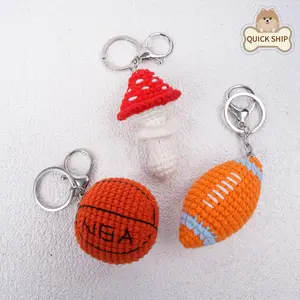 Handmade Basketball Rugby Mushroom Crochet Keychain, Bag Pedant, Car Accessories, Handmade Knitted Pedant, Birthday/Christmas Gifts