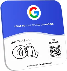 Tap NFC Review Plate for Google by NUUBIZ - Boost Reviews & SEO Instantly– Real-Time Analytics–Compatible with All Phones–Reusable NFC & QR– Adhesive/Stand– Ideal for Retail & Service Businesses