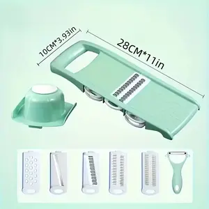 [Interchangeable Blades] Stainless Steel Multifunctional Vegetable Slicer and Grater Set |   Stainless Steel |   Interchangeable Blades |   Manual Kitchen Gadget Tool Kit for Potatoes, Carrots, Cucumbers