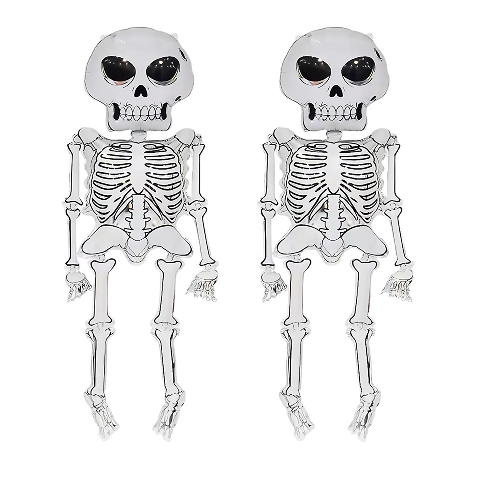 2Pack Skeleton Halloween Foil Balloons - 62" Extra Large Skull Balloons for Halloween, Ghost Spooky Party, Birthday Decor, Helium, 2 Pack