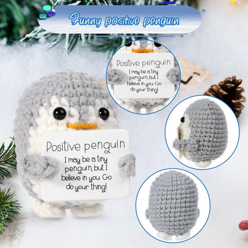 【New Year Gift】Mini Funny Positive Crochet Animals Gifts, Emotional Cheer Support Inspirational Gift for Women Men Friends Coworkers, Cute Turtle Duck Penguin Dinosaur Handmade Knitted Animal Doll for Decoration