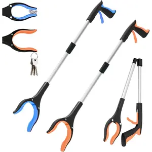 2-Pack 32"Tool,Foldable Pickup Tool with 360°Rotating Jaw & Tip,GarbageTrash Picker,Lightweight Grabbers for Seniors/Elderly(Orange/blue)