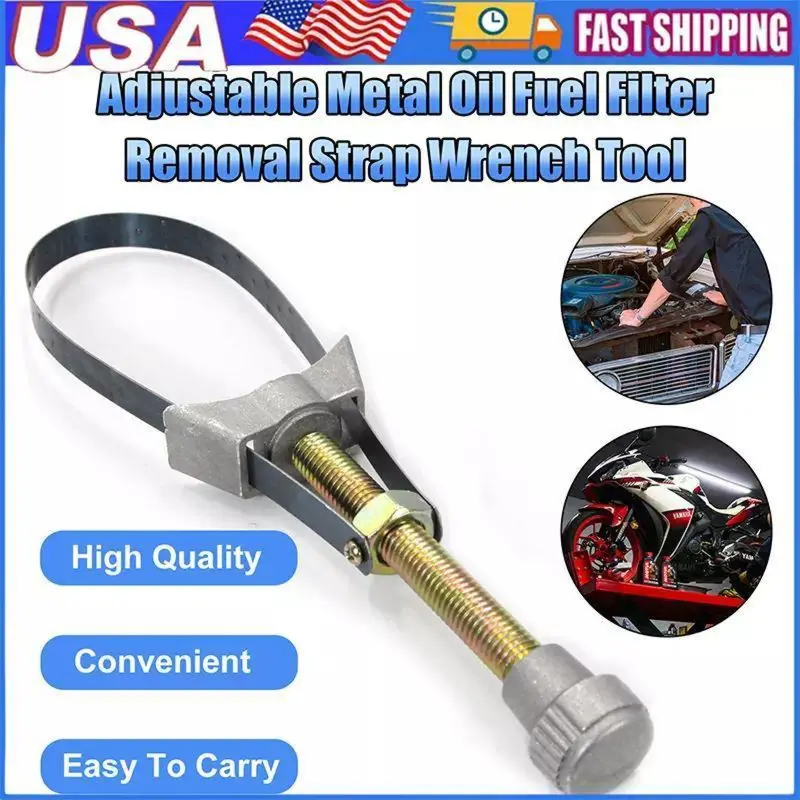 Adjustable Diameter Auto Oil Filter Removal Strap Wrench - Auto Repair Tools, Wrenches for Mechanics, Mechanic Stuff, Biker & Industrial Oil System Tools & Equipment, Car/Motorcycle Disassembly & Assembly Gear