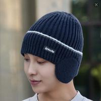 Ear-protecting knitted hat-navy blue