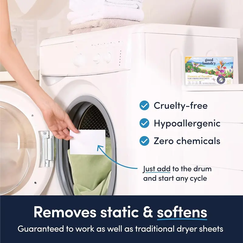 Lavender Scented Dryer Sheets, Reduce Static, Infused with Essential Oils, No Harsh Chemicals, Biodegradable, and Hypoallergenic 4