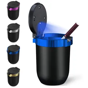Portable LED Smoke Car Ashtray Cigarette Ash Holds Cup Auto Ashtray Flame Retardant Car Cigarette Holder Box Garbage Bin