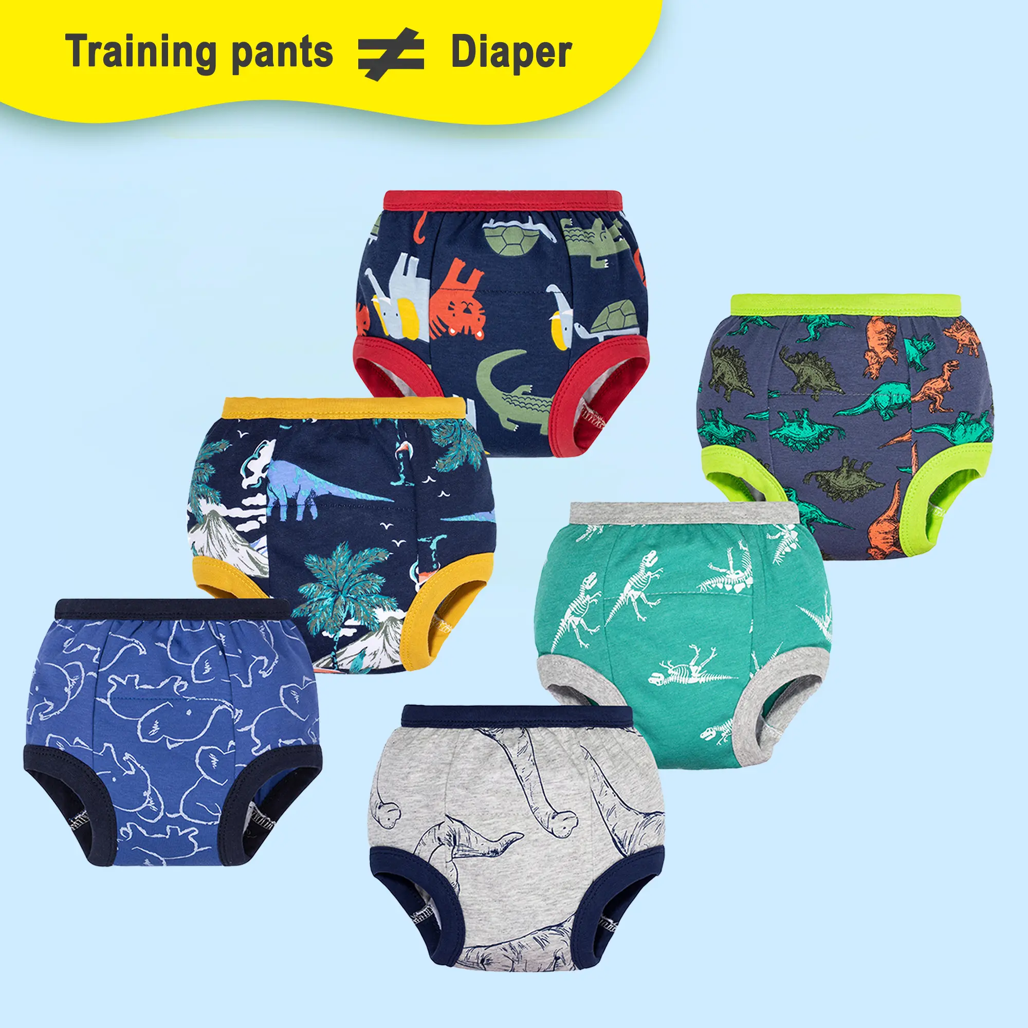 6-Pack Reusable Potty Training Pants – Easy for Boys & Girls Toilet Training (1Y-5Y) Soft Comfy Underwear Casual Comfy Underwear