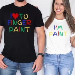 Funny Couples Matching Shirts, I Love To Finger Paint I'm Paint, Funny Husband Wife Shirts, Valentine Matching Couple Shirts, Matching Tees