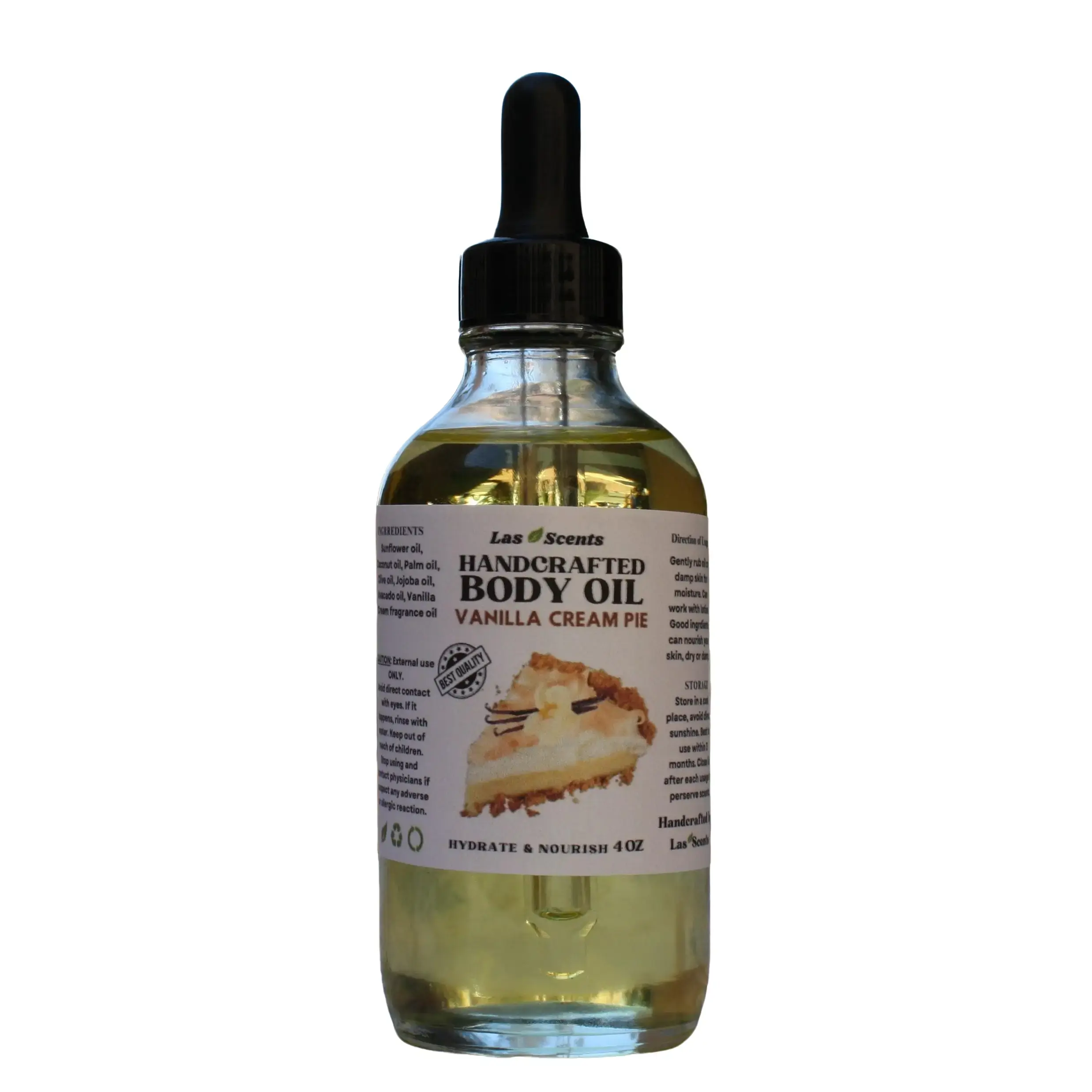Handcrafted Vanilla Cream Pie Dry Body Oil Light, Fast/Easy Absorption After Gym Hydrating Nourishing Body Care Moisturizer dry body Scented