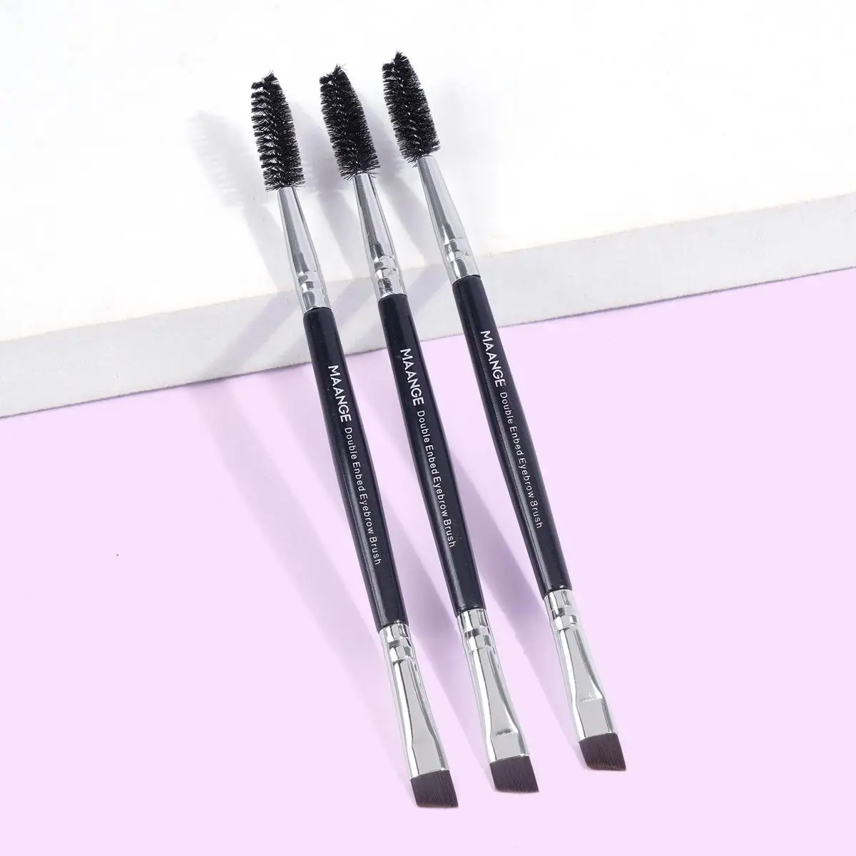 MAANGE Double-Ended Eyebrow Brush, Professional Angled Brow Brush, Eyelash Spoolie Brush, Beauty Makeup Brushes, Makeup Brush Tool, Summer Makeup