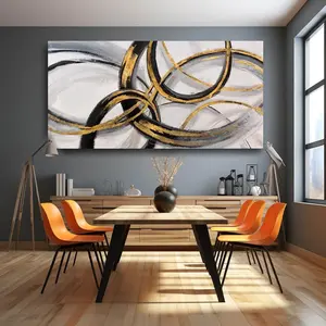 Bold Design, Elegant Black, White, and Gold Abstract Canvas Wall Art -  Perfect for Living Room, Bedroom, Dining Area, or Home Office Decoration, Living Room Decor |       Modern Decor |        Canv