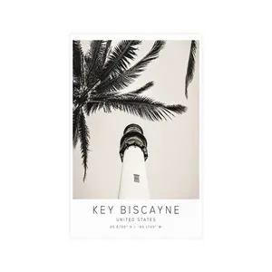 Key Biscayne Lighthouse Minimalist Coastal Poster Print