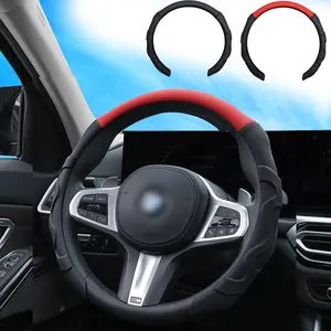 15 Inch Car Steering Wheel Cover, 5D Nappa Leather Non-Slip Vehicle Steering Wheel Cover Protector, Breathable & Comfortable Automotive Interior Protection Accessories, Universal For SUV Sedan