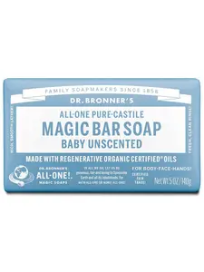 All-One Pure-Castile Magic Bar Soap - Baby Unscented - 5 Oz (140 Grams) Dr. Bronner's Magic Soaps