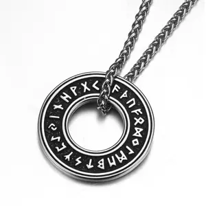 GTHIC Stainless Steel Viking Runes Pendant for Men Women Birthday Gifts