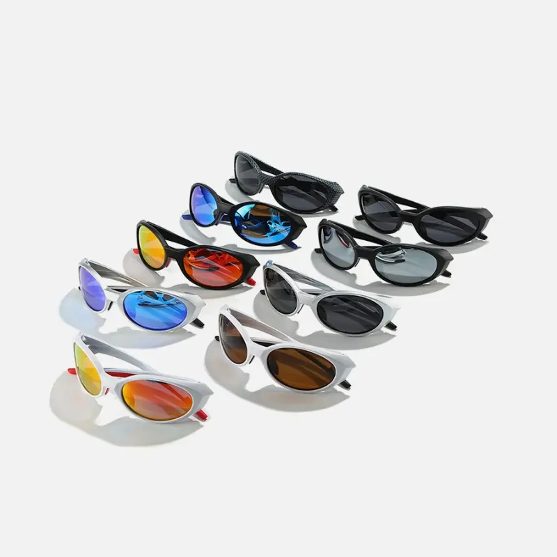 Y2K Oval Sunglasses, Futuristic Wrap-Around Shades, Retro Hip-Hop Style Sunglasses for Men & Women, UV400 Protection Streetwear Sun Glasses, Trendy 2000s Fashion Eyewear